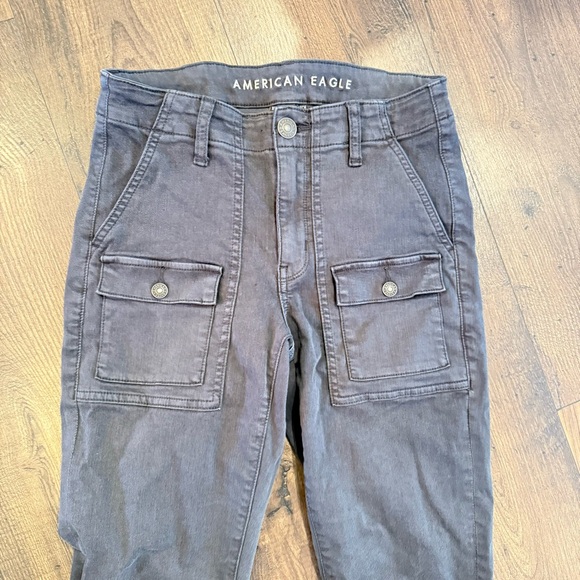 American Eagle Next Level Stretch Black High Rise Jeggings Size 6L Button Pocket - Picture 5 of 5